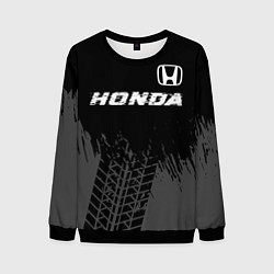 Свитшот мужской Honda speed на темном фоне со следами шин посереди, цвет: 3D-черный