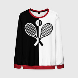 Свитшот мужской Теннис - чёрно белое, цвет: 3D-красный