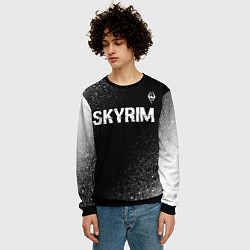 Свитшот мужской Skyrim glitch на темном фоне посередине, цвет: 3D-черный — фото 2
