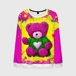 Мужской свитшот Розовый мишка в вязаном свитере