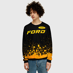 Свитшот мужской Ford - gold gradient посередине, цвет: 3D-черный — фото 2