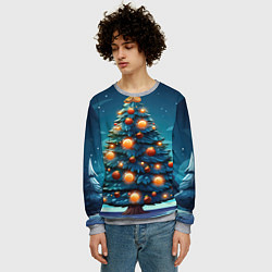 Свитшот мужской Новогодняя елка с шарами, цвет: 3D-меланж — фото 2