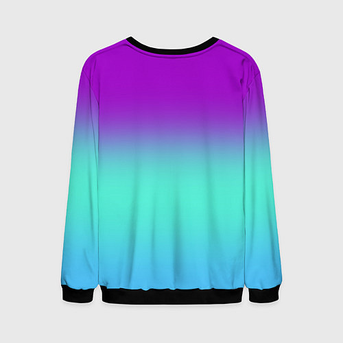 Мужской свитшот Фиолетовый бирюзовый голубой неоновый градиент / 3D-Черный – фото 2