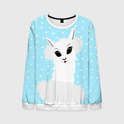 Свитшот мужской Лама - альпака в наушниках, цвет: 3D-белый