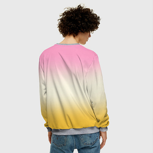 Мужской свитшот Розовый бежевый желтый градиент / 3D-Меланж – фото 4