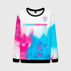 Свитшот мужской Lamborghini neon gradient style посередине, цвет: 3D-черный