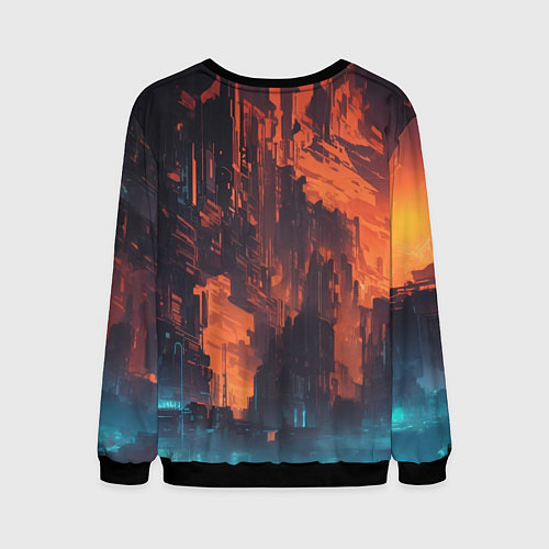 Мужской свитшот Девушка и закат / 3D-Черный – фото 2