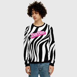 Свитшот мужской Ретро Барби - паттерн полосок зебры, цвет: 3D-черный — фото 2