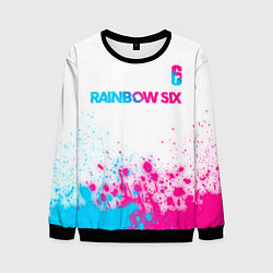 Свитшот мужской Rainbow Six neon gradient style посередине, цвет: 3D-черный
