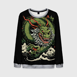 Свитшот мужской Символ года зеленый дракон, цвет: 3D-меланж