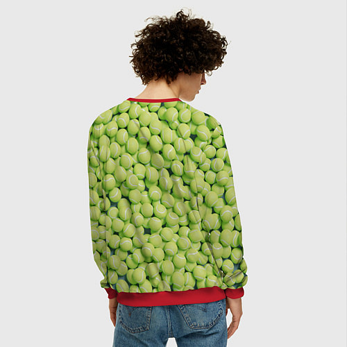 Мужской свитшот Много теннисных мячей / 3D-Красный – фото 4