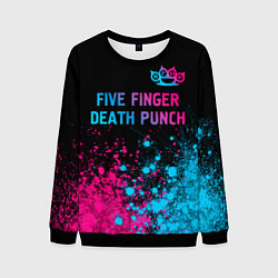 Свитшот мужской Five Finger Death Punch - neon gradient посередине, цвет: 3D-черный