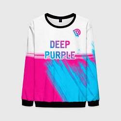 Свитшот мужской Deep Purple neon gradient style посередине, цвет: 3D-черный