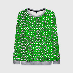 Свитшот мужской Белые пузырьки на зелёном фоне, цвет: 3D-меланж