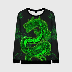 Свитшот мужской Зеленый дракон с эффектом свечения, цвет: 3D-черный
