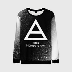 Свитшот мужской Thirty Seconds to Mars glitch на темном фоне, цвет: 3D-черный