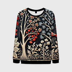 Мужской свитшот Новогодние узоры и деревья