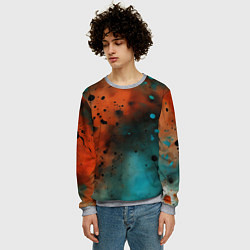 Свитшот мужской Акварельные брызги в оранжевом, цвет: 3D-меланж — фото 2