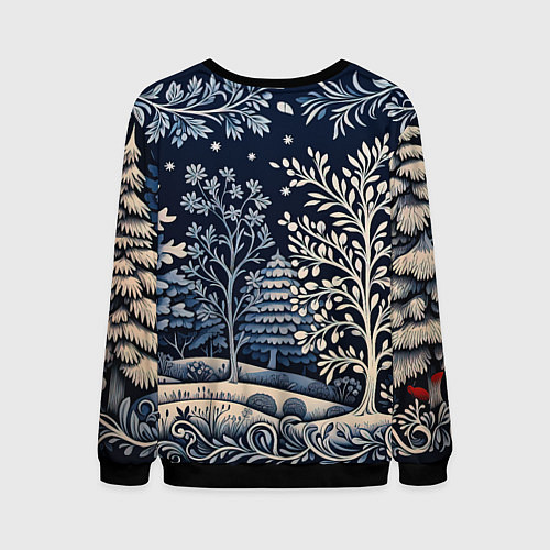 Мужской свитшот Ледяные узоры нового года / 3D-Черный – фото 2