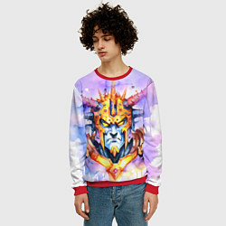 Свитшот мужской Оранжевый робот с рогами, цвет: 3D-красный — фото 2