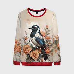 Свитшот мужской Птица в цветах, цвет: 3D-красный