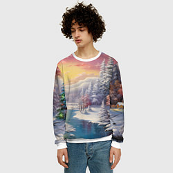 Свитшот мужской Сказочное сияние нового года, цвет: 3D-белый — фото 2