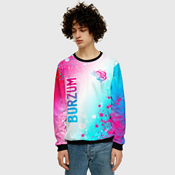 Свитшот мужской Burzum neon gradient style вертикально, цвет: 3D-черный — фото 2