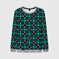 Мужской свитшот Зелено-сиреневый с черный клетчатый узор