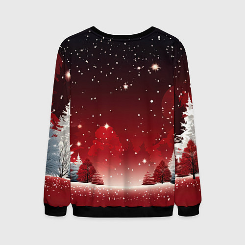 Мужской свитшот Зимний берег реки с деревьями и льдом / 3D-Черный – фото 2