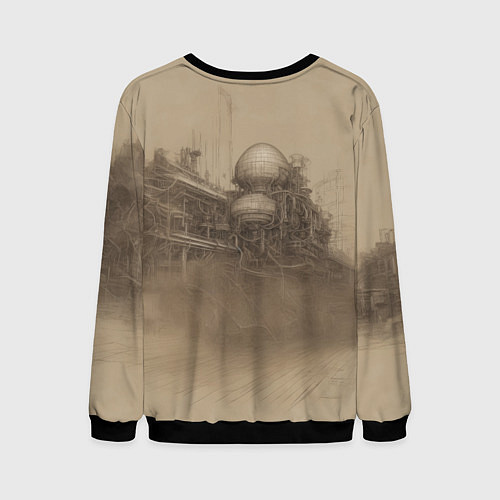 Мужской свитшот Скетч футуристичного спорткара / 3D-Черный – фото 2