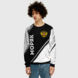 Свитшот мужской Моряк из России и герб РФ вертикально, цвет: 3D-черный — фото 2