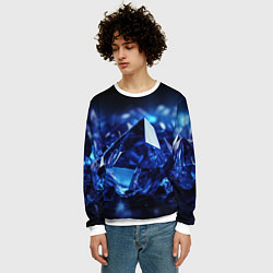 Свитшот мужской Синие прозрачные алмазы, цвет: 3D-белый — фото 2