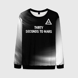 Мужской свитшот Thirty Seconds to Mars glitch на темном фоне посер