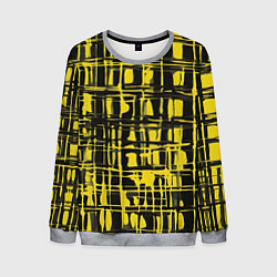 Свитшот мужской Смазанная краска чёрная и жёлтая, цвет: 3D-меланж