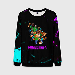 Свитшот мужской Minecraft neon краски, цвет: 3D-черный