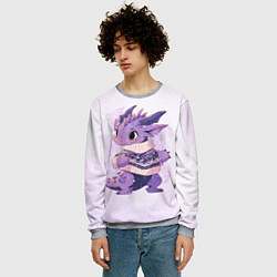 Свитшот мужской Милый фиолетовый дракон, цвет: 3D-меланж — фото 2