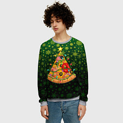 Свитшот мужской Пицца-ёлка, цвет: 3D-меланж — фото 2