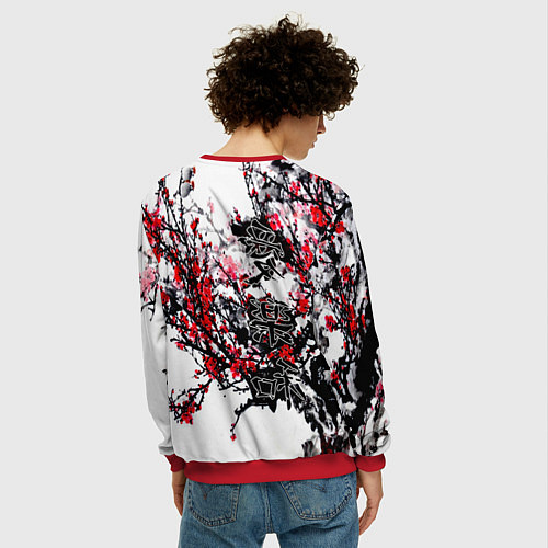 Мужской свитшот Японский стиль иероглифы / 3D-Красный – фото 4