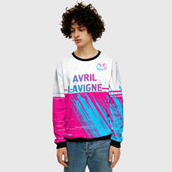 Свитшот мужской Avril Lavigne neon gradient style посередине, цвет: 3D-черный — фото 2