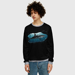 Свитшот мужской Акула в овале, цвет: 3D-меланж — фото 2