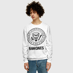 Свитшот мужской Ramones glitch на светлом фоне, цвет: 3D-белый — фото 2