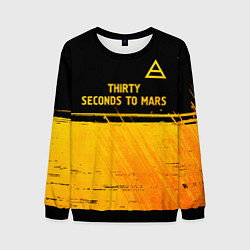 Свитшот мужской Thirty Seconds to Mars - gold gradient посередине, цвет: 3D-черный