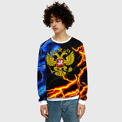 Свитшот мужской Россия наша страна герб шторм, цвет: 3D-белый — фото 2