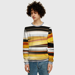 Свитшот мужской Черные белые желтые полосы, цвет: 3D-меланж — фото 2