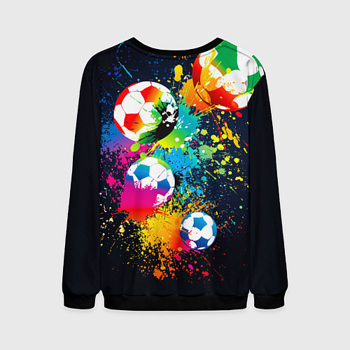 Мужской свитшот Разноцветные футбольные мячи / 3D-Черный – фото 2