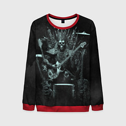 Свитшот мужской Скелет музыкант король метала на троне, цвет: 3D-красный