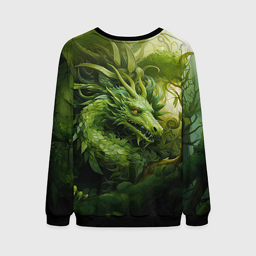 Мужской свитшот Зеленый травяной дракон / 3D-Черный – фото 2