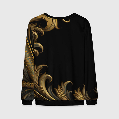Мужской свитшот Герб России и золотистый узор / 3D-Черный – фото 2