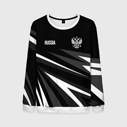 Свитшот мужской Russia - black and white geometry, цвет: 3D-белый