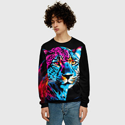 Свитшот мужской Леопард в неоновых цветах, цвет: 3D-черный — фото 2
